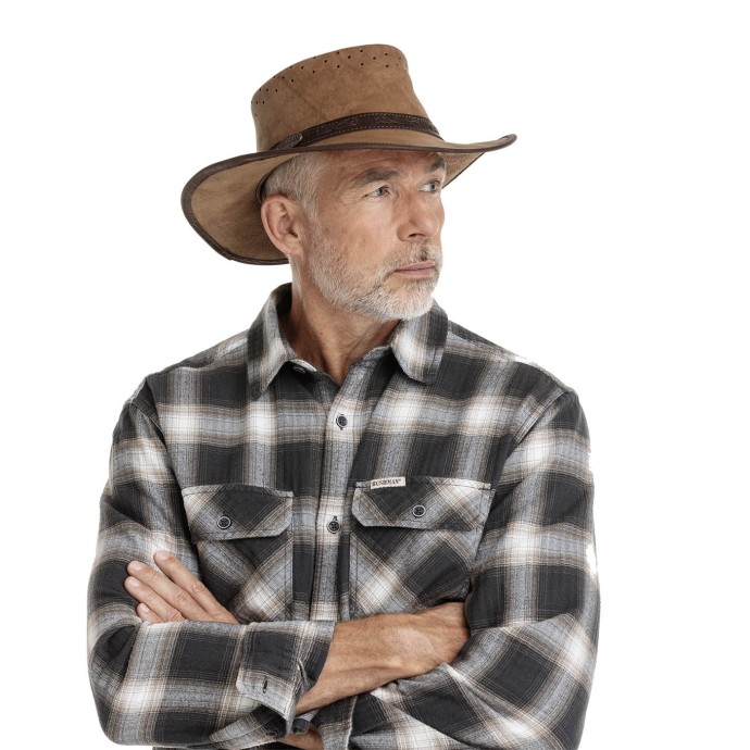 bushman pánský kožený klobouk hnědý