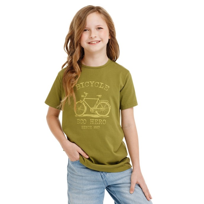 Bushman Dětské bavlněné tričko Laba, khaki 140