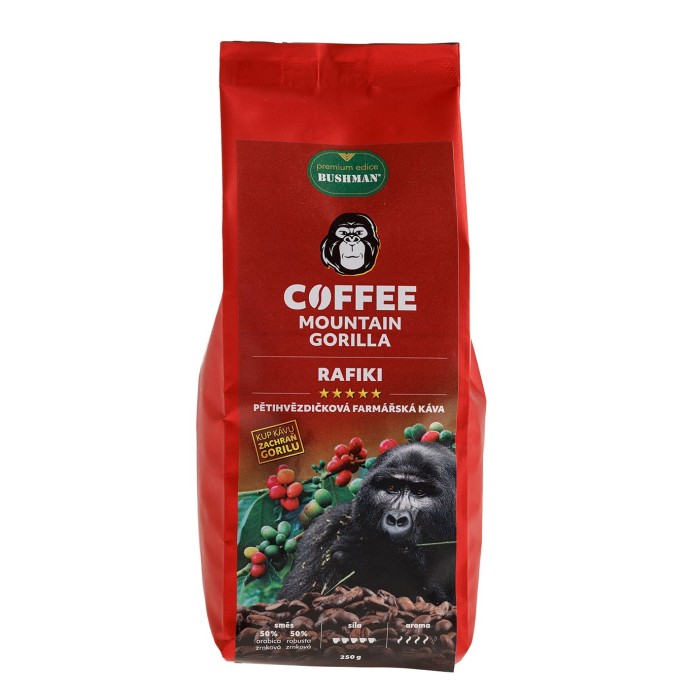 Bushman Káva Rafiki, směs arabica a robusta, 250 g 250
