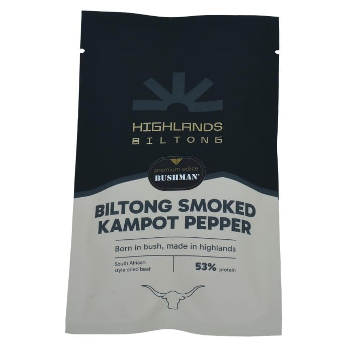 Bushman Biltong Smoked Kampot Pepper, sušené maso