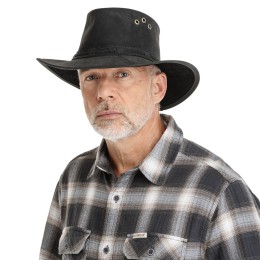 bushman pánský kožený klobouk černý
