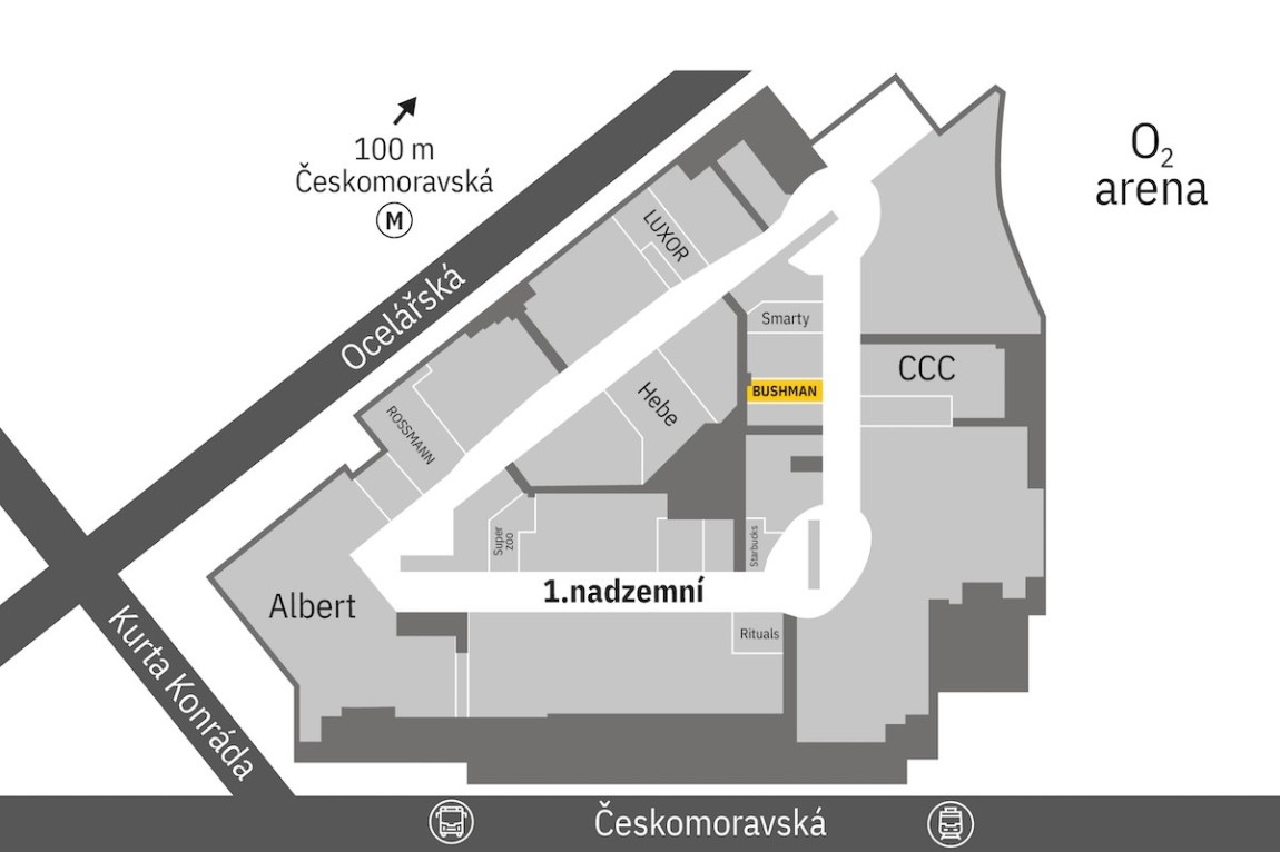 Najdete nás v 1. nadzemním podlaží Galerie Harfa