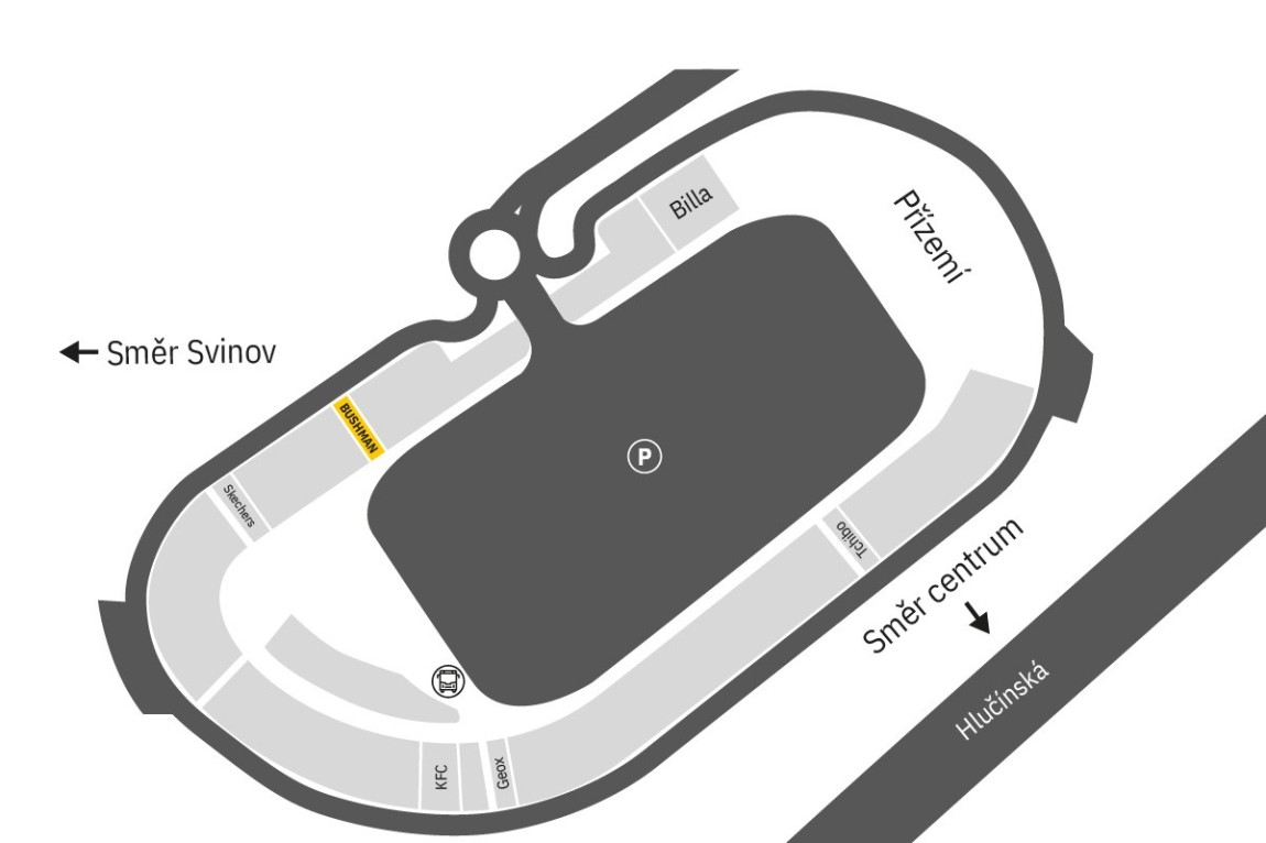 Najdete nás v přízemí Outletu Arena Moravia